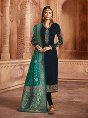 Embroidered Georgette Semi Stitched Suit