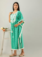 Printed Cotton Round Neck Kaftan Kurta