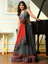 Digital Print Satin Unstitched Lehenga Choli With Dupatta