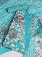 Printed Cotton Blend Unstitched Suit With Dupatta