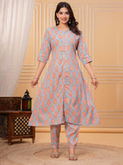 Printed Cotton Blend Kurta With Pant