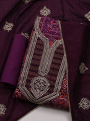 Neck Embroidered Muslin Unstitched Suit With Dupatta