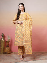 Embroidered Cotton Kurta With Pant & Dupatta