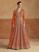 Embroidered Chinon A Line Gown With Dupatta