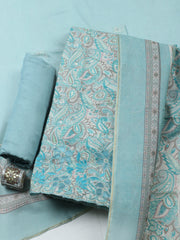 Embroidered Muslin Unstitched Suit With Pant & Dupatta