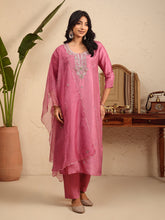 Embroidered Cotton Kurta With Pant & Dupatta