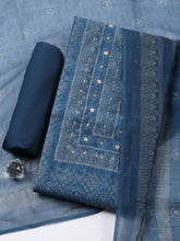 Embroidered Linen Blend Unstitched Suit With Pant & Dupatta