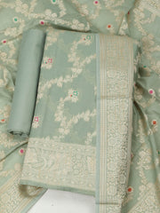 Woven Design Chanderi Unstitched Suit With Pant & Dupatta