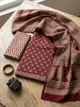 Printed Cotton Blend Unstitched Suit With Pant & Dupatta