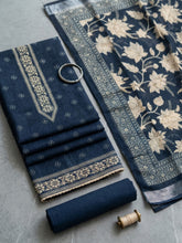 Embroidered Linen Blend Unstitched Suit With Pant & Dupatta