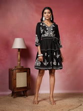 Embroidered Cotton Blend Dress