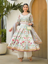 Embroidered Art Silk Kurta With Pant & Dupatta