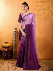 Embroidered Chinon Saree