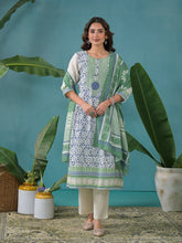 Embroidered Cotton Kurta With Pant & Dupatta