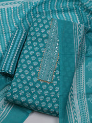 Printed Cotton Blend Unstitched Suit With Dupatta