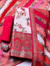 Woven Design Dola Silk Unstitched Suit With Pant & Dupatta