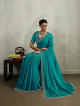 Embroidered Satin Saree