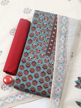 Printed Cotton Blend Unstitched Suit With Pant & Dupatta
