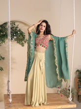 Embroidered Chinon Kurta With Pants & Dupatta