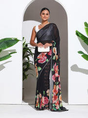 Floral Printed Georgette Saree