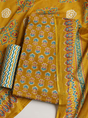 Printed Cotton Blend Unstitched Suit With Dupatta