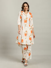 Printed Cotton Blend Kurta With Pants