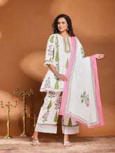 Printed Cotton Blend Kurta With Pant & Dupatta