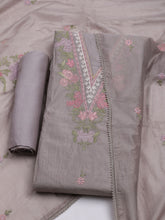 Embroidered Chanderi Unstitched Suit With Dupatta