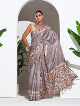 Floral Printed Tussar Silk Saree