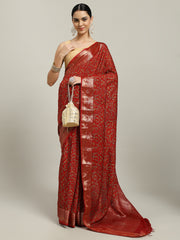 Digital Printed Cotton Blend Woven Saree