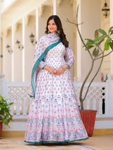 Digital Printed Anarkali Kurta With Churidar & Dupatta