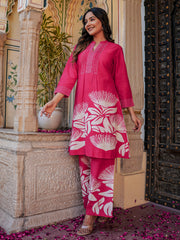 Printed Cotton Blend Kurta With Pants