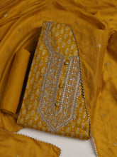 Neck Embroidered Cotton Blend Unstitched Suit With Dupatta