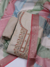 Neck Embroidered Tissue Unstitched Suit With Dupatta