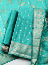 Woven Design Chanderi Unstitched Suit With Pant Dupatta