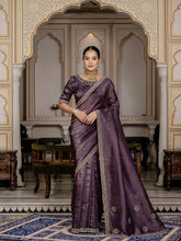 Sequence Embroidery Organza Saree