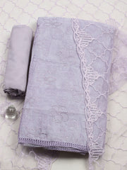 Embroidered Chanderi Unstitched Suit With Pant & Dupatta