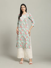 Printed Cotton Blend Kurta With Palazzo