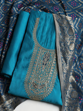 Embroidered Chanderi Unstitched Suit With Dupatta
