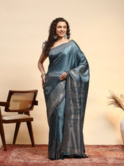 Embroidered Satin Saree