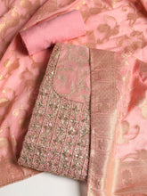 Embroidered Chanderi Unstitched Suit With Dupatta