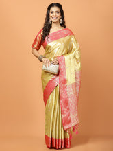 Plain Zari Border Banarasi Woven Saree