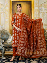 Printed Cotton Blend Kurta With Pant & Dupatta