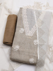 Printed Cotton Blend Unstitched Kurta With Pant & Dupatta