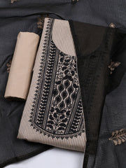 Neck Embroidered Cotton Blend Unstitched Suit With Dupatta