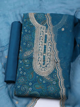 Neck Embroidered Cotton Blend Unstitched Suit With Dupatta