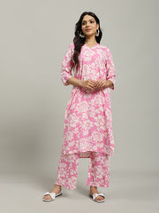 Printed Cotton Blend Kurta With Pants