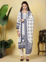 Printed Muslin Kurta With Pants & Dupatta