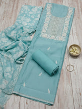 Embroidered Chanderi Unstitched Suit With Pant & Dupatta