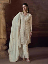 Embroidered Chinon Suit With Pant & Dupatta